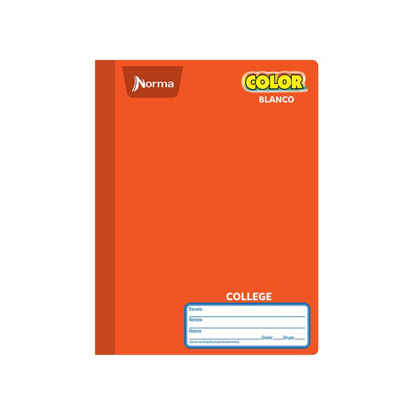 CUADERNO COSIDO COLLEGE 100H BLANCO NORMA COLOR