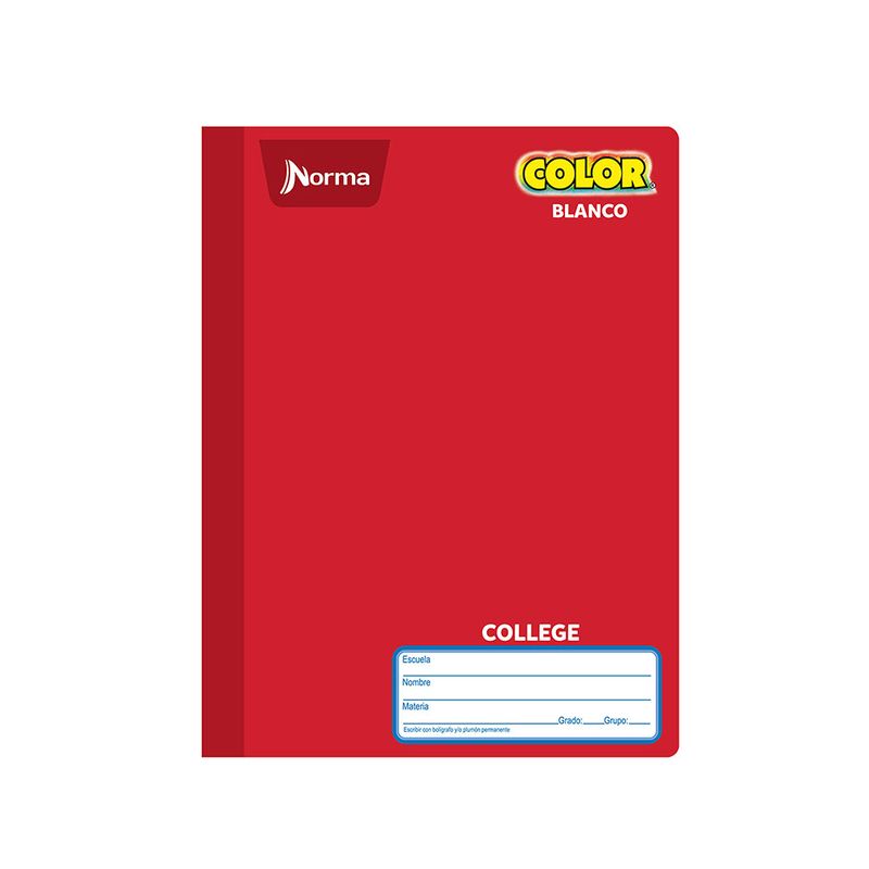 CUADERNO COSIDO COLLEGE 100H BLANCO NORMA COLOR