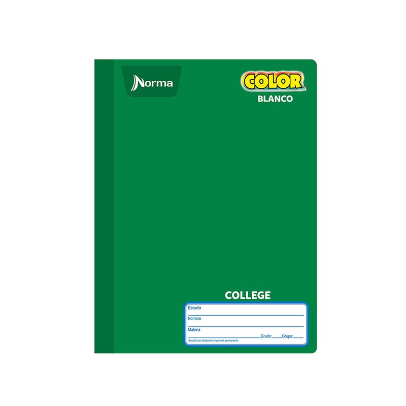 CUADERNO COSIDO COLLEGE 100H BLANCO NORMA COLOR