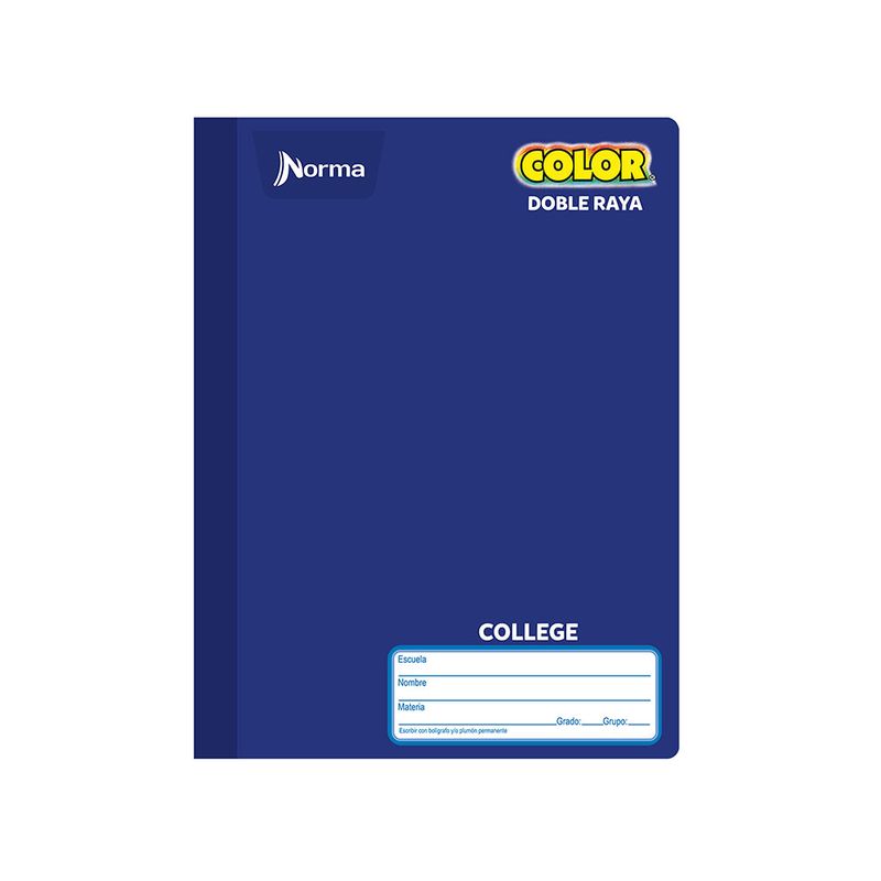 CUADERNO COSIDO COLLEGE 100H D/R NORMA COLOR