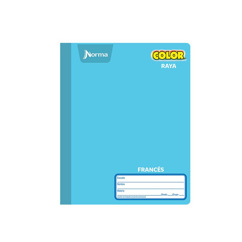 CUADERNO COSIDO FRANCES 100H RAYAS NORMA COLOR