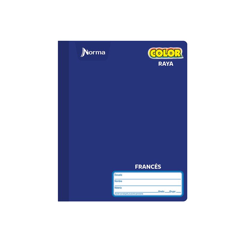 CUADERNO COSIDO FRANCES 100H RAYAS NORMA COLOR