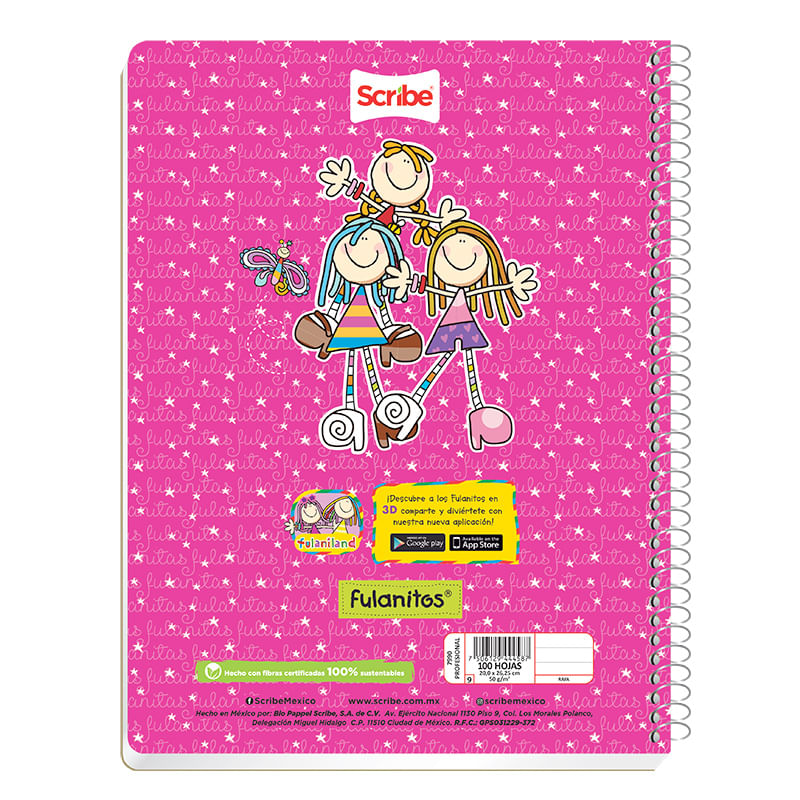 CUADERNO PROFESIONAL 100H RAYAS FULANITO