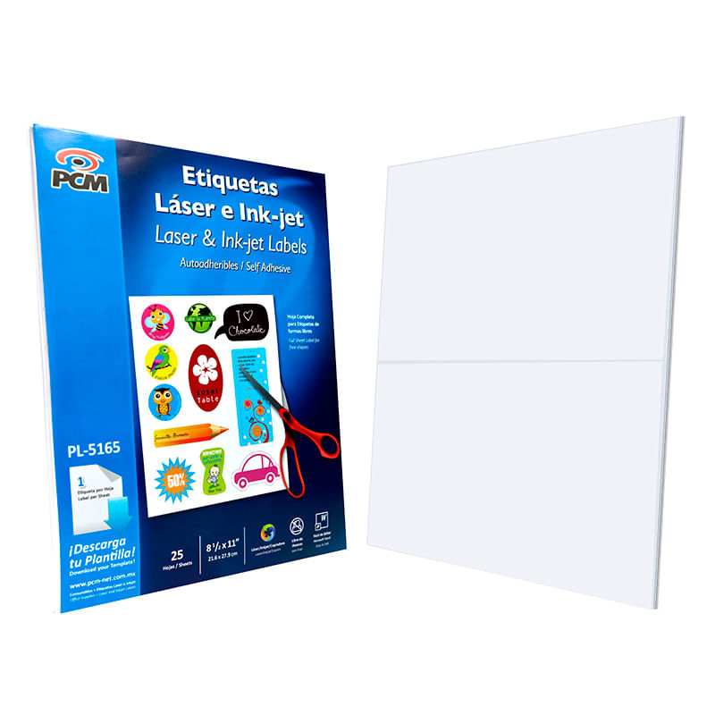 ETIQUETA LASER 108 BLANCA CARTA CON 25 HJS PCM