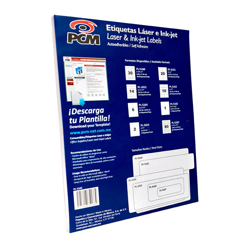 ETIQUETA LASER 108 BLANCA CARTA CON 25 HJS PCM
