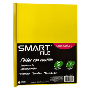 FOLDER CARTA PLASTICO CON COSTILLA COOL COLORS C/5PZAS