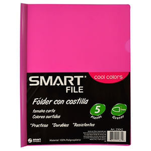 FOLDER CARTA PLASTICO CON COSTILLA COOL COLORS C/5PZAS