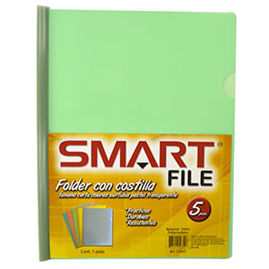FOLDER CARTA PLASTICO CON COSTILLA COLORES PASTEL C/5PZAS