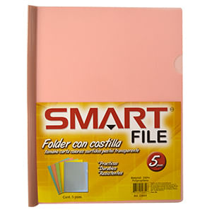 FOLDER CARTA PLASTICO CON COSTILLA COLORES PASTEL C/5PZAS