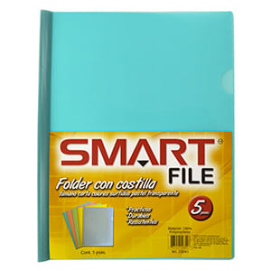 FOLDER CARTA PLASTICO CON COSTILLA COLORES PASTEL C/5PZAS