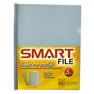 FOLDER CARTA PLASTICO CON COSTILLA COLORES PASTEL C/5PZAS
