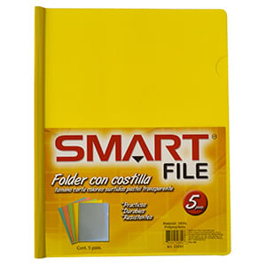 FOLDER CARTA PLASTICO CON COSTILLA COLORES PASTEL C/5PZAS