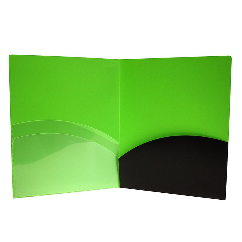 FOLDER CARTA PLASTICO NEGRO/VERDE DOBLE SOLAPA