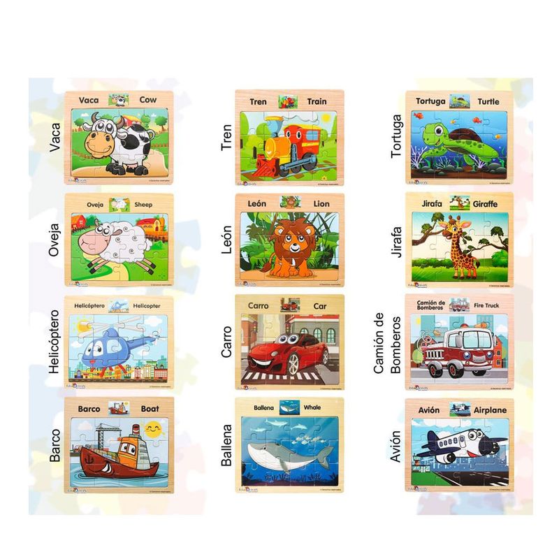 JUEGO MADERA ROMPECABEZAS MINI DIF DISEÑOS