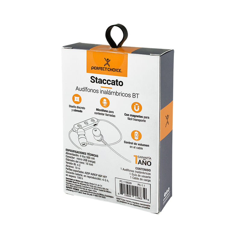 AUDIFONOS INALÁMBRICOS BT STACCATO NEGRO