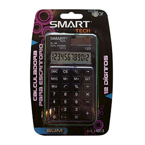 CALCULADORA ESCRITORIO 12DIG CHICA SOLAR/PILAS SLIM BLT
