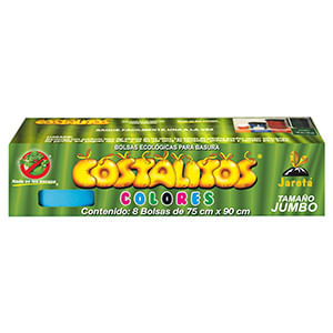 BOLSA PARA BASURA JUMBO COLORES 75X90CM C/8PZAS