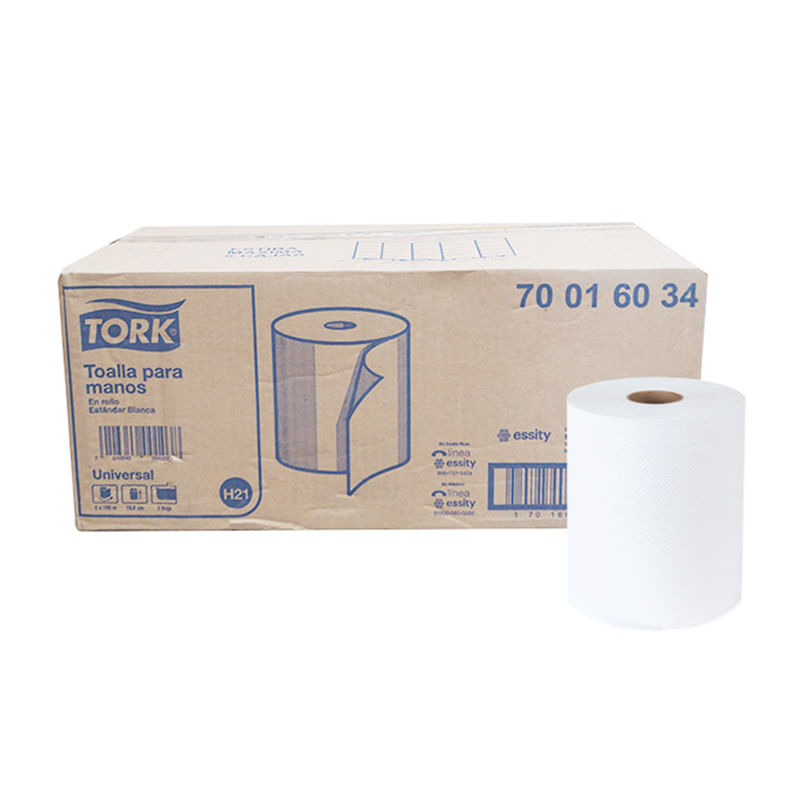 TOALLA EN ROLLO TORK  BLANCA 180MTS CAJA CON 6  UNIVERSAL