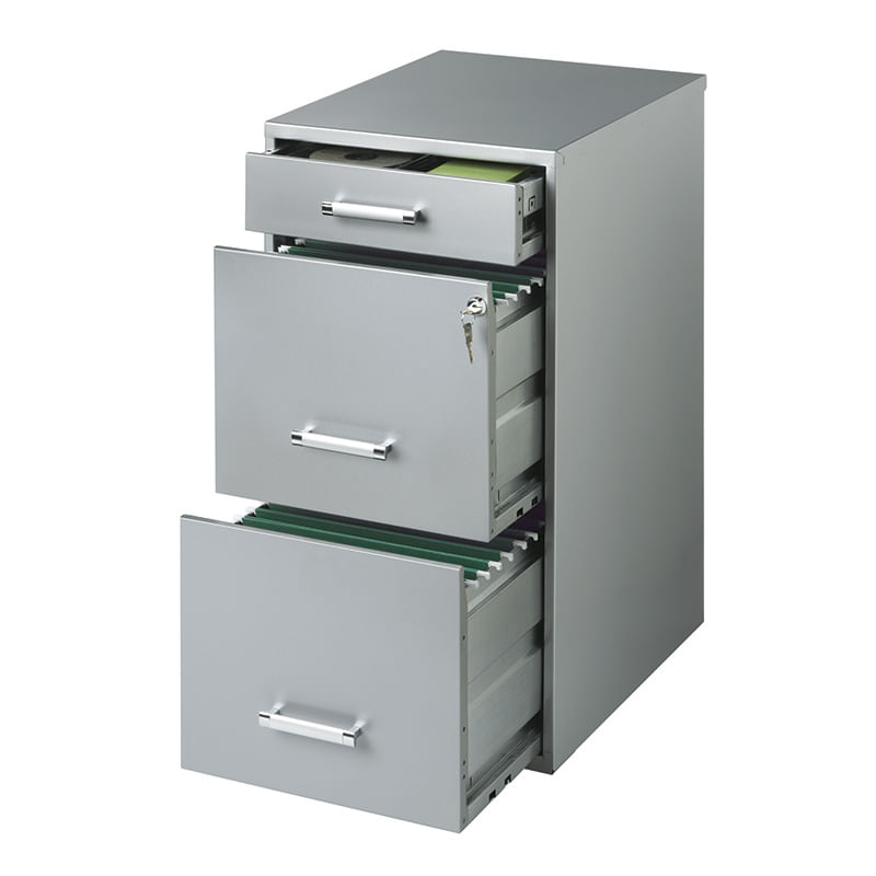 ARCHIVERO ORGANIZADOR DE METAL 2 GAVETAS 1 CAJON PLATA