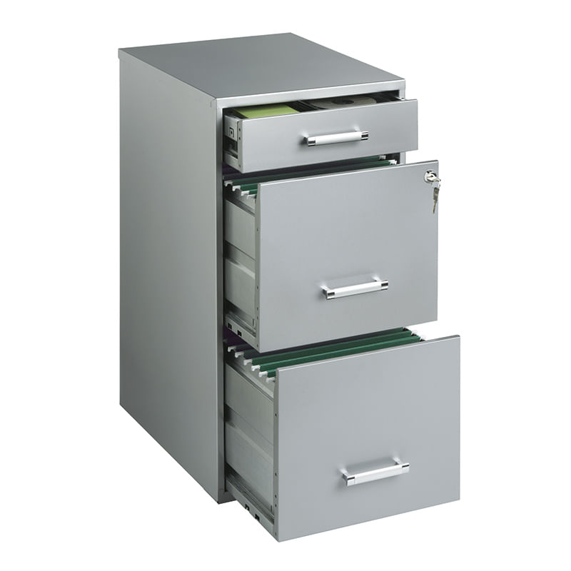 ARCHIVERO ORGANIZADOR DE METAL 2 GAVETAS 1 CAJON PLATA