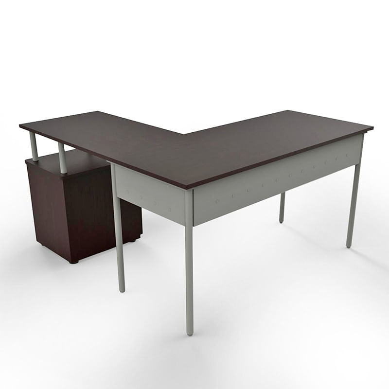 ESCRITORIO TIPO L THORINO CON ARCHIVERO WENGUE 140 X 140