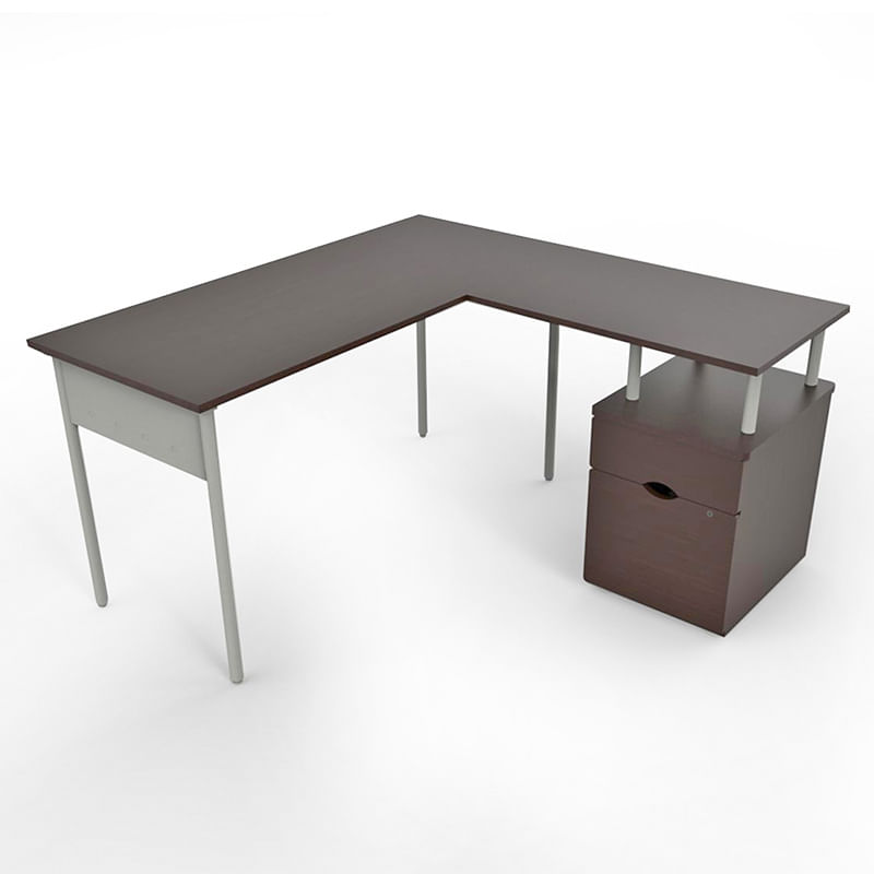 ESCRITORIO TIPO L THORINO CON ARCHIVERO WENGUE 140 X 140