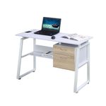 ESCRITORIO PARA COMPUTADORA CON ARCHIVERO ROBLE CON BLANCO