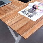 ESCRITORIO HOME OFFICE EN L COLOR NOGAL CON ESTRUCTURA BLANCA