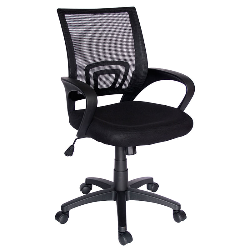 SILLA SECRETARIAL CON BRAZOS MALLA ECOCHAIR NEGRO