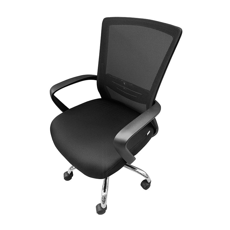 SILLON EJECUTIVO RESPALDO MEDIO MALLA KLAVE NEGRO ESTRELLA CROMADA