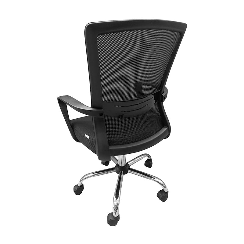 SILLON EJECUTIVO RESPALDO MEDIO MALLA KLAVE NEGRO ESTRELLA CROMADA