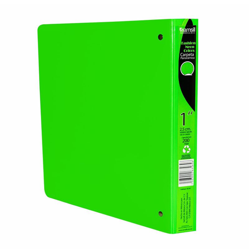 CARPETA ARILLO 1" O VERDE NEON CON VENTANA SAMSILL