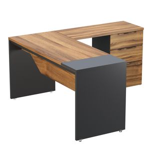 Conjunto Ejecutivo Recto Con Pedestal Derecho 1.50 Mt Nogal Terracota Con Antracita G80Cer1502P1Ad
