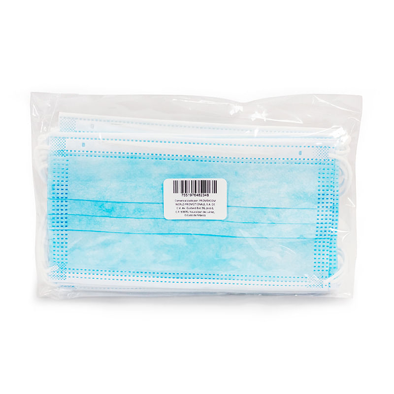 CUBREBOCAS 3 CAPAS AZUL C/10PZAS