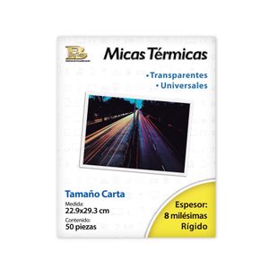 Mica Termica Carta  22.9X29.3Cm 50Pzas (8 Mil) 7501701312087