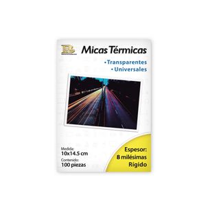 Mica Termica Para Tarjeta Circulacion 10X14.5 100Pzas (8 Mil) 7501701312049