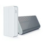BOCINA PORTATIL BLUETOOTH RECARGABLE HASTA 10 HORAS, AUXILIAR, 3WX2, FUNDA BLANCA