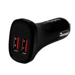 CARGADOR PARA AUTO DE DOBLE PUERTO USB, 48 A (24 A X 2), NEGRO