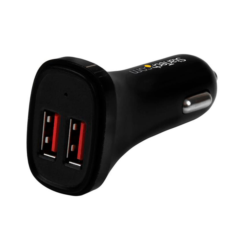 CARGADOR PARA AUTO DE DOBLE PUERTO USB, 48 A (24 A X 2), NEGRO