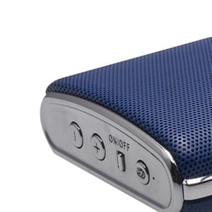 BOCINA PORTATIL BLUETOOTH RECARGABLE HASTA 10 HORAS, AUXILIAR, 3WX2, ESTUCHE AZUL