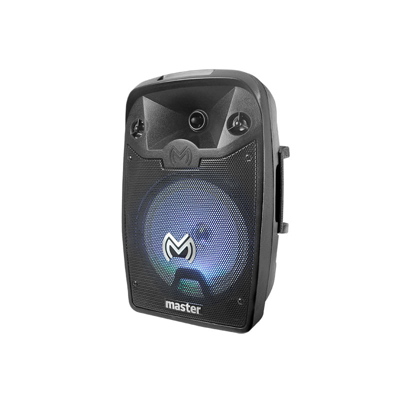 BAFLE DE 8" AMPLIFICADO, RECARGABLE, BLUETOOTH, CON CONTROL REMOTO Y MICROFONO, NEGRO