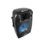 BAFLE DE 8" AMPLIFICADO, RECARGABLE, BLUETOOTH, CON CONTROL REMOTO Y MICROFONO, NEGRO