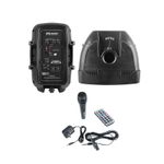 BAFLE DE 8" AMPLIFICADO, RECARGABLE, BLUETOOTH, CON CONTROL REMOTO Y MICROFONO, NEGRO