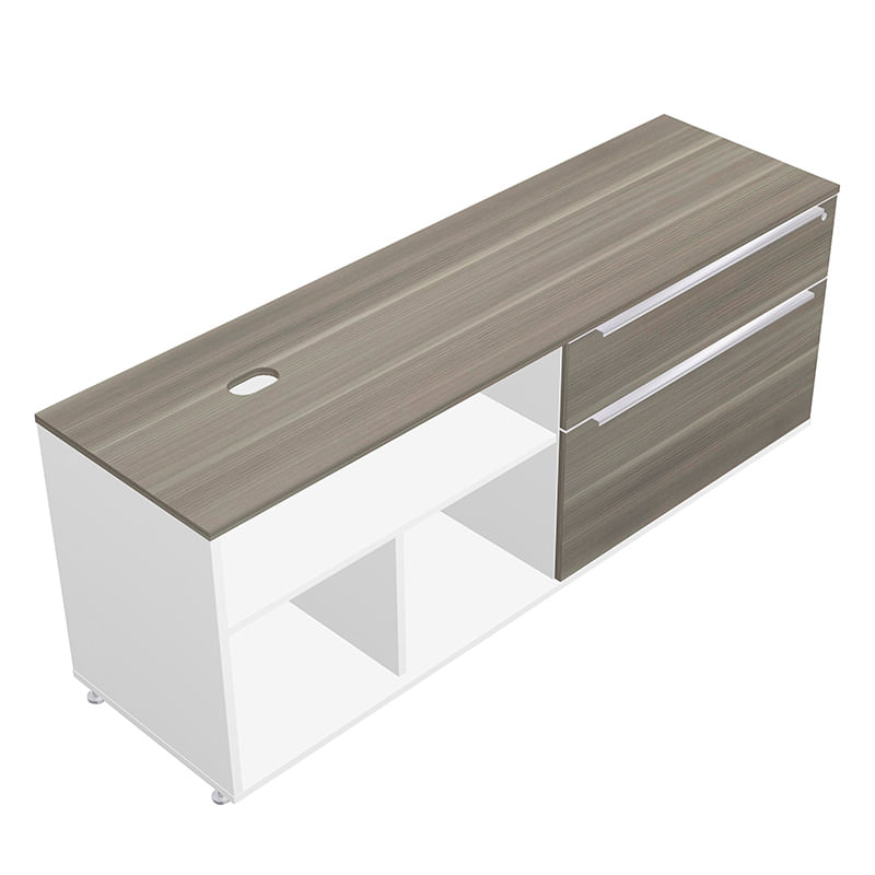 CREDENZA BAJA VISTA DER CON 2 CAJONES CENIZA CON BLANCO