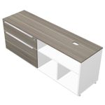 CREDENZA BAJA VISTA IZQ CON 2 CAJONES CENIZA CON BLANCO