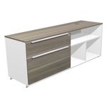 CREDENZA BAJA VISTA IZQ CON 2 CAJONES CENIZA CON BLANCO