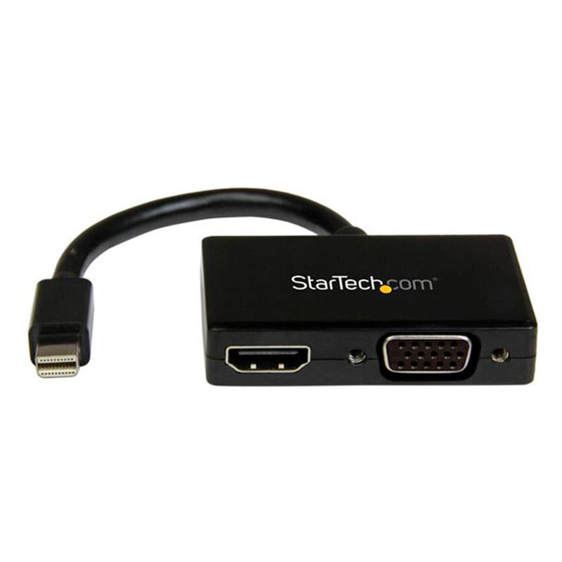 ADAPTADOR DE VIDEO MINI DISPLAYPORT A HDMI Y VGA, 19 CM, COLOR NEGRO