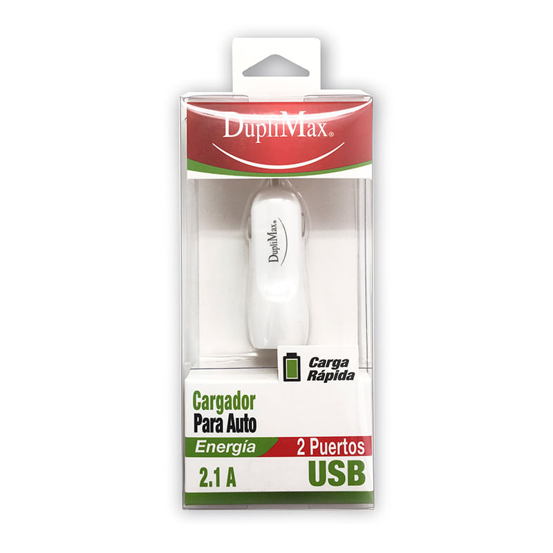 CARGADOR PARA AUTO USB 21 AMPERES BLANCO