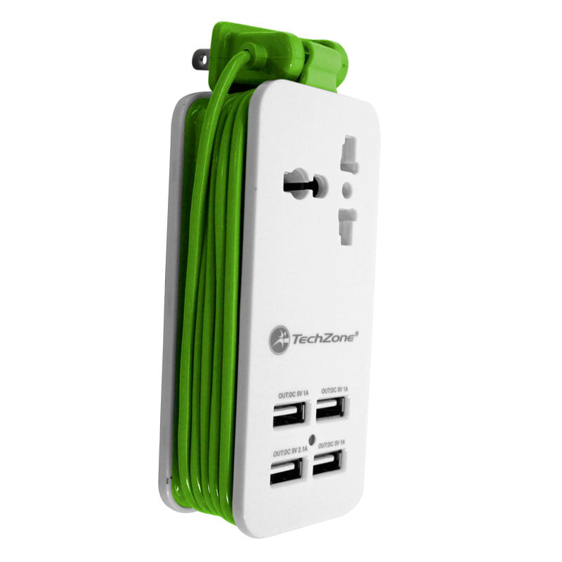 ESTACION DE CARGA CON 4 USB, 1 TOMACORRIENTE, EXTENCION DE 15M