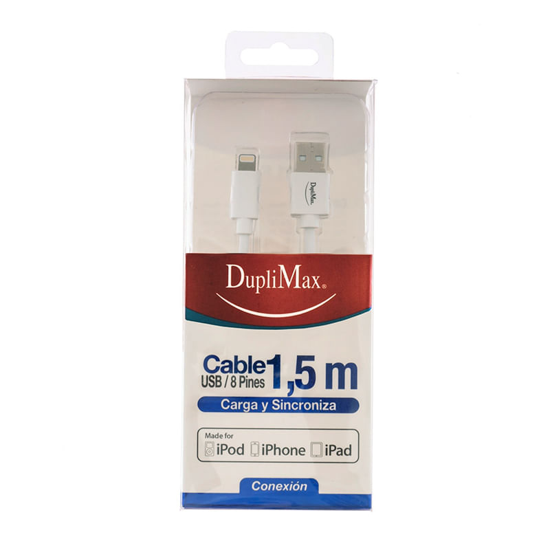 CABLE LIGHTNING 8 PINES A USB 15M P/IPHONE/IPAD/IPOD